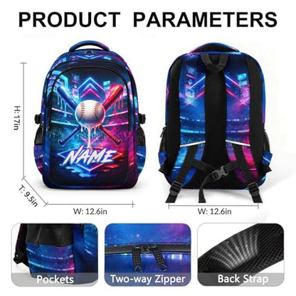 Kids Backpack for Boys Custom Baseball Backpacks for School Travel Hiking, Durable Large Capacity School Supplies for Kindergarten Primary Middle - color: White