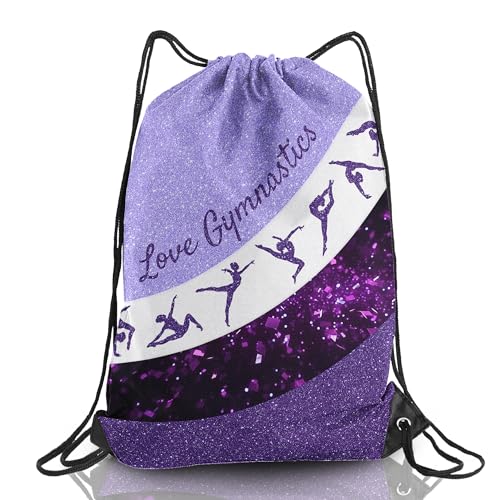 Gymnastics Drawstring Bag Backpack Party Favor Team Gifts (Purple,1Pcs) - color: Purple