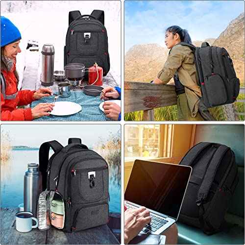 BIKROD Lunch Backpack, Insulated Cooler Lunch Bag Backpack, Large Travel 17.3 Laptop Back Pack Sturdy Computer College School Bookbag for Women Men for Men Women Work Hiking Picnic - color: Black