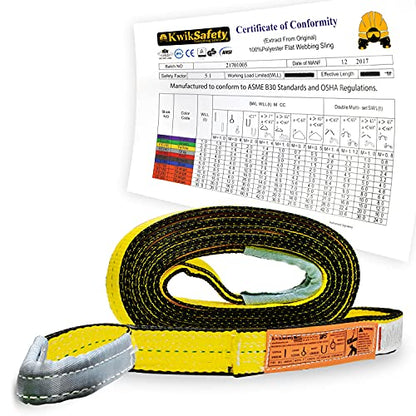 KwikSafety - Charlotte, NC - Mighty Sumo 2”x 30’ Poly Web Sling Lifting Strap Construction ASME OSHA / 6400lbs Vertical 5100lbs Choker 12800lbs Basket/Rigging Moving Towing Hoisting Gear - color: FLAT, size: 2"X30' | 6400 lbs