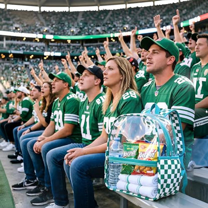 Fomaris Stadium Approved Clear Backpack 12x6x12 Clear Bag for Stadium Events, Sports, Concerts, Festivals - Checkered Green - color: Checkered Green