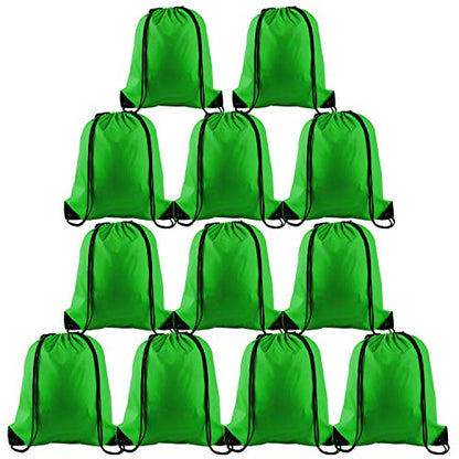 KUUQA 12 Pcs Drawstring Backpack Bags String Backpack Bulk Sport Gym Sack Bags for Traveling and Storage (Dark Green) - color: Dark Green