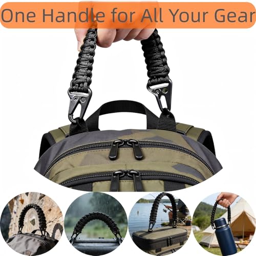 Heavy Duty Paracord Handle for Outdoor Camping, Tactical Water Bottle Strap, Handheld Carry Handle for Backpack, Molle Gear & Bags - Universal Fit for Stanley Cup,Thermos