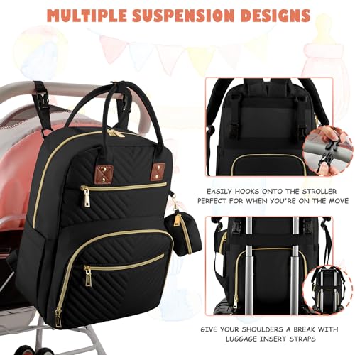 Tenot Baby Diaper Bag Backpack, Travel Diaper Bags for Baby Girl Boy Large Capacity Baby Bag Backpack for Women Black - color: Black