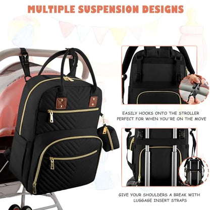Tenot Baby Diaper Bag Backpack, Travel Diaper Bags for Baby Girl Boy Large Capacity Baby Bag Backpack for Women Black - color: Black