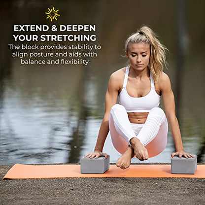 4" Yoga Block, 10 Pack Bulk EVA Foam Yoga Blocks, Firm and Supportive Yoga Brick, Balance Foam for Stretching, Pilates, and Workout, 4" x 6" x 9" - color: Cool Gray