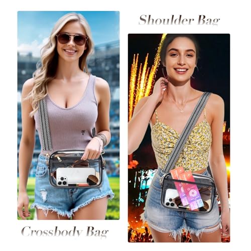 Clear Bag Stadium Approved, Clear Crossbody Bag Purses for women for Concert, Sports, Festivals - color: Black-01