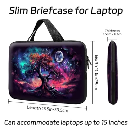 14 15 15.4 15.6 inch Laptop Handle Bag Computer Bag, Pouch Holder Notebook Sleeve Cover Soft Case Compatible for Dell,Lenovo,Toshiba HP, Asus Notebook-Glowing Tree Moon - color: Glowing Tree Moon