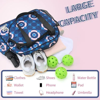 Boulder Bee Pickleball Tote Bag for Women with Paddle Holder - color: Dark blue