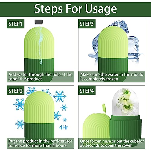 XHJRI Ice Roller Massager for Face, Eyes and Neck - Naturally Condition Skin, De-Puff Eye Bags, Reduce Migraine Pain - Reusable Silicone Ice Mold (Green) - color: Green