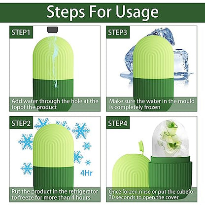 XHJRI Ice Roller Massager for Face, Eyes and Neck - Naturally Condition Skin, De-Puff Eye Bags, Reduce Migraine Pain - Reusable Silicone Ice Mold (Green) - color: Green