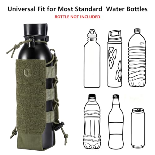 Tactical MOLLE Pouch Water Bottle Holder with Shoulder Strap Modular Bag for Outdoor Hiking Camping Hunting Fishing Airsoft - color: Army Green