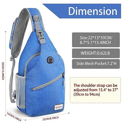ZOMAKE Sling Bag,Small Crossbody Sling Backpack,Water Resistant Shoulder Daypack for Travel,Anti Thief Chest Bag for Hiking(Blue) - color: Blue