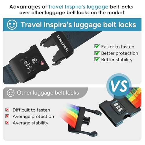Travel Inspira TSA-Approved Luggage Strap, Heavy-Duty Adjustable Suitcase Belt for 20-28 Inch Travel Bags, Durable Navy Blue Nylon Anti-Theft Protection for Business Travel - color: Navy Blue
