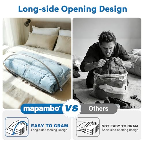 Mapambo Vacuum Seal Bags for Clothing Travel with -60000Pa LED Pump, 21 Pack Travel Cordless Vacuums Bag Set with Pump in 3 Combo Sizes. Vacuums Storage Bags for Clothes (21 Combo) - size: 21 Combo