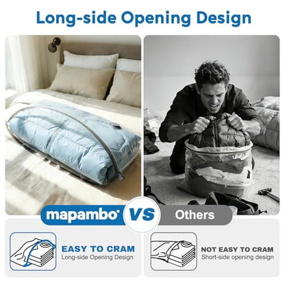 Mapambo Vacuum Seal Bags for Clothing Travel with -60000Pa LED Pump, 15 Pack Travel Cordless Vacuums Bag Set with Pump in 3 Combo Sizes. Vacuums Storage Bags for Clothes (15 Combo) - size: 15 Combo
