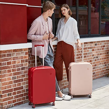 mixi Luggage Suitcase with Spinner Wheels, Hardside Rolling Suitcase PC with Cover & TSA Lock Lightweight Travel Case 26in Checked in, Pink - color: Pink, size: 26in Checked in