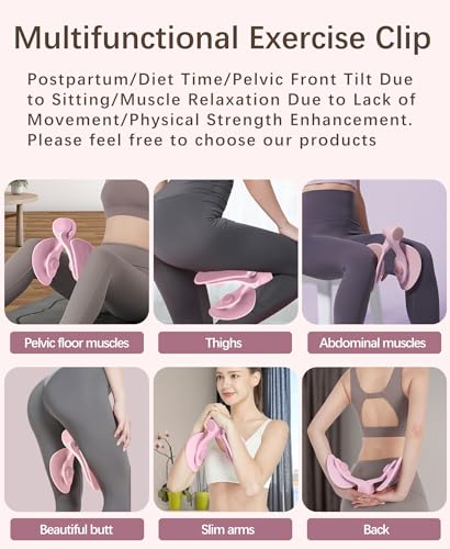 Pelvic Floor Exercise Device Available in 35 lb and 49 lb Resistance, Kegel and Inner Thigh Muscle Trainer, Home Workout Equipment for Postpartum Recovery, Women and Men, with Band - color: Pink