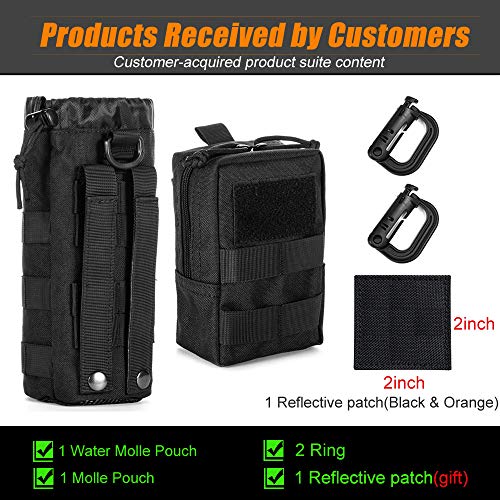Upgraded Sports Water Bottles Pouch Bag, Tactical Drawstring Molle Water Bottle Holder Tactical Pouches, Travel Mesh Water Bottle Bag Tactical Hydration Carrier - color: BLACK_WaterPouch-Small Pouch
