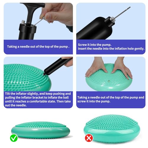 Wobble Cushion Set for Sensory Kids and Balance Training - Disc Plus 4 Pods, Board With Pump, Inflatable Stepping Pads for Adults - color: Teal