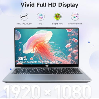 NIMO 15.6" FHD IPS Laptop, Intel Core i3-1215U (Beats i5-1135G7 Class), 16GB RAM, 512GB SSD, Windows 11 Home, Wi-Fi 6, Backlit Keyboard, Fingerprint, USB-C 65W Fast Charge, Bluetooth 5.2, 180° View - color: Silver, style: 16GB RAM | 512GB SSD