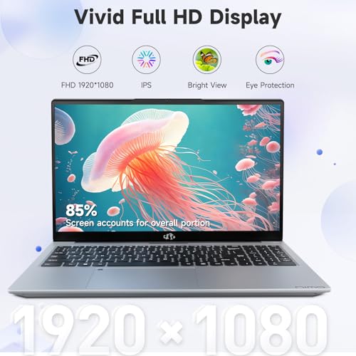 NIMO 15.6" FHD IPS Laptop, Intel Core i3-1215U (Beats i5-1135G7 Class), 16GB RAM, 512GB SSD, Windows 11 Home, Wi-Fi 6, Backlit Keyboard, Fingerprint, USB-C 65W Fast Charge, Bluetooth 5.2, 180° View - color: Silver, style: 16GB RAM | 512GB SSD