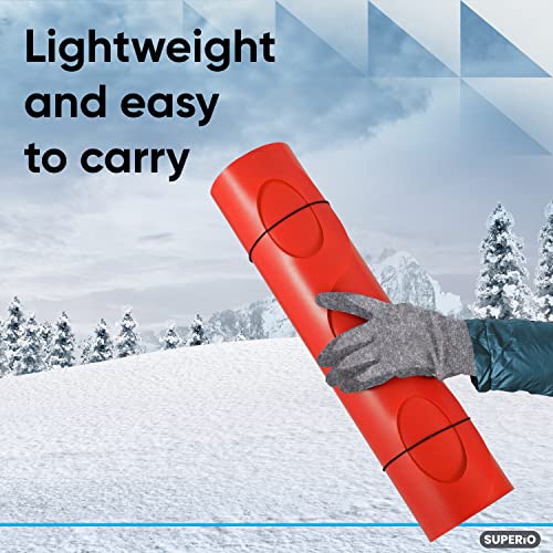 Superio Snow Slider Mat, Flexible Snow Sled Flying Carpet, Roll up Sleds for Kids 36" / Adults 54" Lightweight Plastic Snowboard Sled, 1 Pack - color: Red, size: 54"
