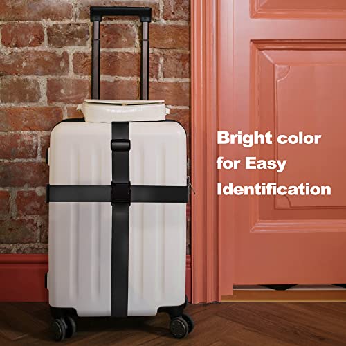 Luggage Straps for Suitcases TSA Approved Travel Belt 4 Pack by Chelmon (Black) - color: Black