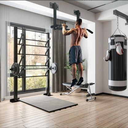 Joist Mounted Pull Up Bar,Heavy Duty Ceiling Mounted Chin Up Bar,Multi Grip, 4 Height Levels,35" Wide,Rings for Accessories,for Upper Body Workout - style: style A