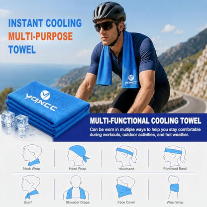 YQXCC 2 Pack Cooling Towels (47"x12"), Ice Cool Neck Towel, Soft Breathable Microfiber for Yoga, Golf, Gym, Running, Camping & Hot Weather - color: Dark Blue/Green
