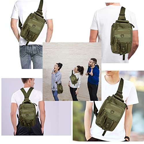 DegeTMVe Dual Pistol Holster Chest Bag Concealed Carry Sling Crossbody Tactical Gun Convertible Backpack Shooting Hunting - color: Green