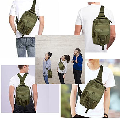 DegeTMVe Dual Pistol Holster Chest Bag Concealed Carry Sling Crossbody Tactical Gun Convertible Backpack Shooting Hunting - color: Green