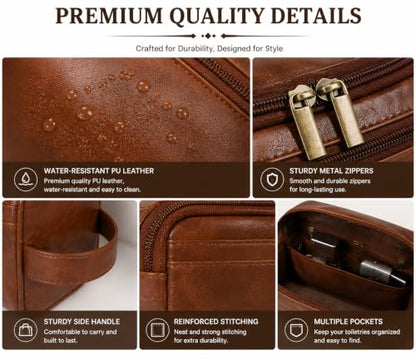 Personalized Leather Toiletry Bag for Men, Suitable Gifts for Father's Day and Wedding Party Groomsmen
