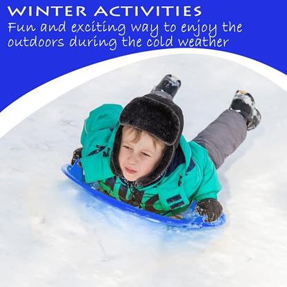 Slippery Racer Heavy-Duty Cold Resistant Downhill Pro Adults and Kids Plastic Outdoor Winter Saucer Disc Snow Sled with Handles - size: 1 PACK, style: Blue