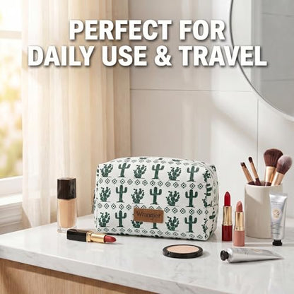 Montana West X Wrangler Travel Makeup Bag Waterproof Cosmetic Bag Portable Makeup Pouch for Women Large Toiletry Bag - color: Green
