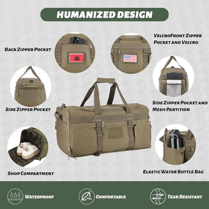 Greencity 40L 3-in-1 Gym Duffle Backpack with Shoe Compartment (OD.Green) - color: OD.Green