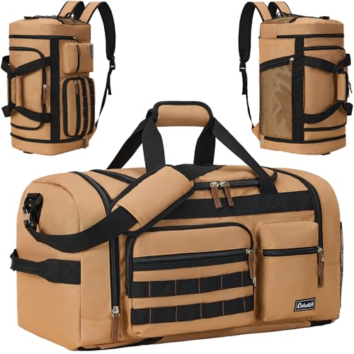 Gym Bag for Men Women with Shoes Compartment 3-in-1 Sports Travel Duffel Bag Multipurpose Weekender Overnight Backpack with Wet Pocket - Brown(39L) - color: Brown, size: 39L-Medium