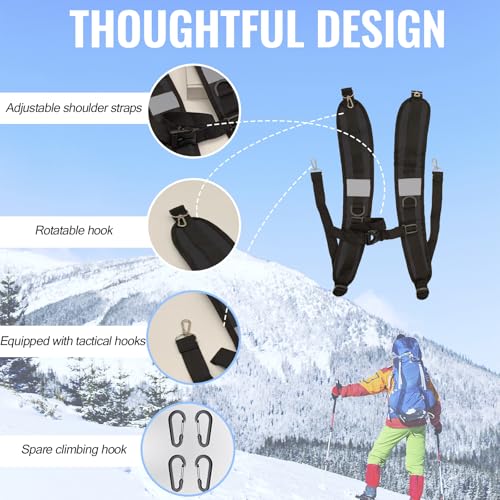 PAASTAl Backpack Straps,Relacement Adjustable Padded Shoulder Straps for Bag, with Metal/Plastic Clips. - color: Black Alloy