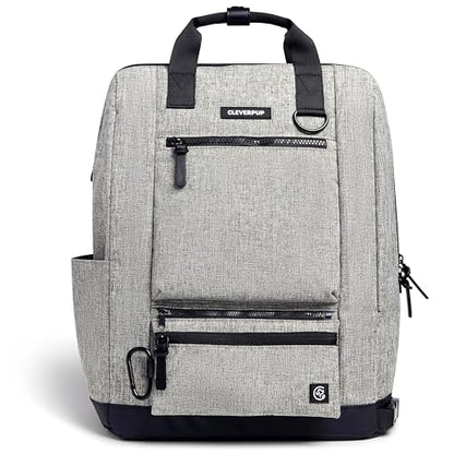 Cleverpup Porter 2-in-1 Dog Gear Backpack – Premium Dog Travel Bag with 10 Pockets, Zip-Off Treat Pouch, Leash Clip, Waterproof Pockets & Water Bottle Holder – Weekend, Hiking, Camping, Heather Grey - color: Heather Grey