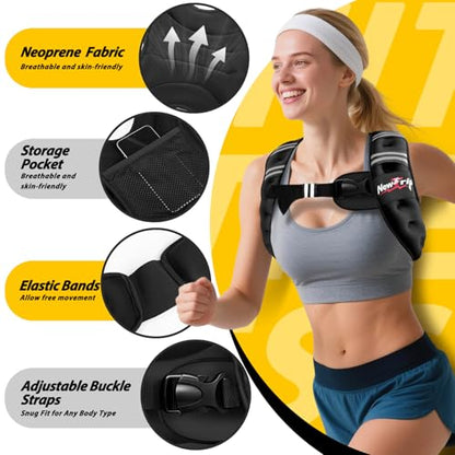Weighted Vest Women & Men - 5lbs/8lbs/10lbs/12lbs/15lbs/20lbs/25lbs/30lbs Adjustable Weight Vest with Detachable Phone Pouch - Ideal for Rucking,Walking,Weight Loss,Training&Running - size: 10 lb