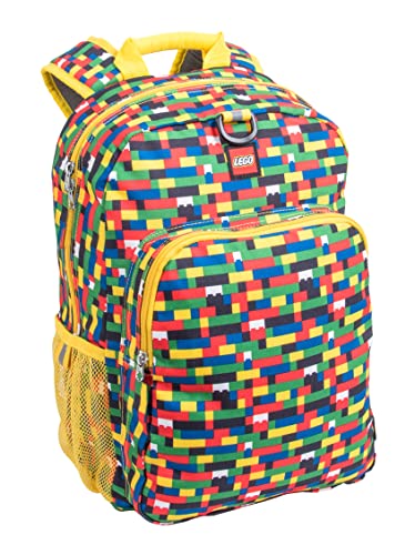 LEGO Iconic Prints Kids School Backpack Bookbag, for Travel, On-the-Go, Back to School, Boys and Girls, with Adjustable Padded Straps and Fun patterns, Brick Wall - color: Brick Wall, style: Heritage Style