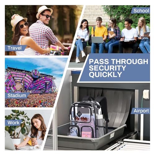Clear Backpack Heavy Duty PVC Clear Bookbag for School Stadium Events Transparent Back Pack Girls Boys, Black - color: Black