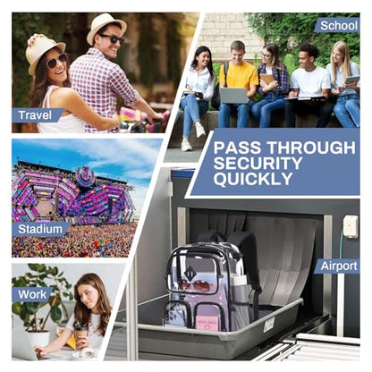 Clear Backpack Heavy Duty PVC Clear Bookbag for School Stadium Events Transparent Back Pack Girls Boys, Black - color: Black