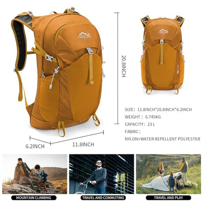 IX INOXTO Hiking Hydration Backpack with 2L/3L Water Bladder for Women and Men18L/25L Water Backpack for Hiking, Cycling, Climbing, Camping - style: Turmeric-3L Water Bladder