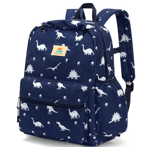STEAMEDBUN Corduroy Kids Backpack for Boys and Girls 5-8: Boys Backpack for Elementary Kindergarten - 15 inch Cute Backpacks for Kids - Dinosaur - color: Dinosaur Blue Corduroy, size: SMALL-15"H(fit folder)