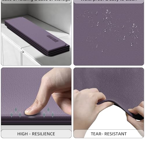 Folding Yoga Mat Extra Thick 0.4 Inch, Foldable Yoga Mat 75 x 26 Inches, TPE Exercise Mat, 7-Panel Non Slip Cushioned Fitness Mat for Yoga, Pilates, Stretching, Home Workout - color: Purple