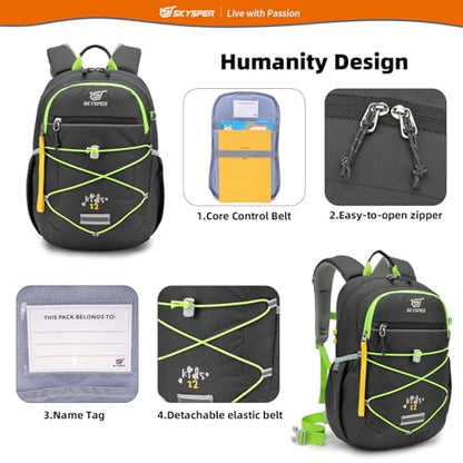 SKYSPER Kids Backpack 12L Children School Bag Child Boy Girl Pack Ages 4-8 for Traveling Day Trips Classes Camping(Grey) - color: Gray, size: Small
