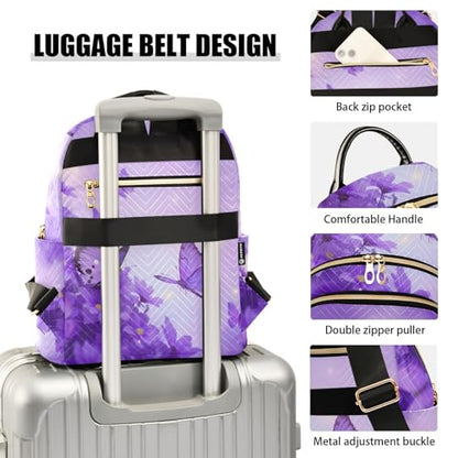 ALAZA Mini Backpack Purse for Women Lightweight Girls Small Size Butterfly Purple Flower School Teens College Traveling - color: Butterfly Purple Flower, size: Small