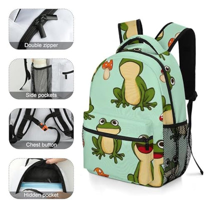 Mens Travel Backpack with Adjustable Shoulder Strap Causal Book Bags Cute Frog Mushroom Hiking Daypack for Travel Office Beach - color: Color(532)