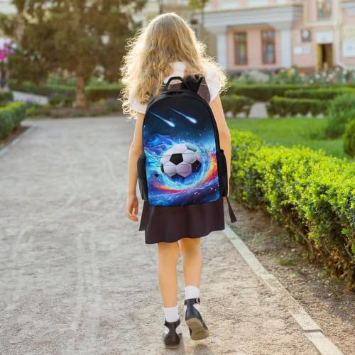 Soccer Blue Cool Backpack, Durable Polyester Daypack with Laptop Compartment, Reinforced Bottom, Adjustable Shoulder Straps And Multi Pockets for Travel And Daily Use - color: Soccer Blue Cool